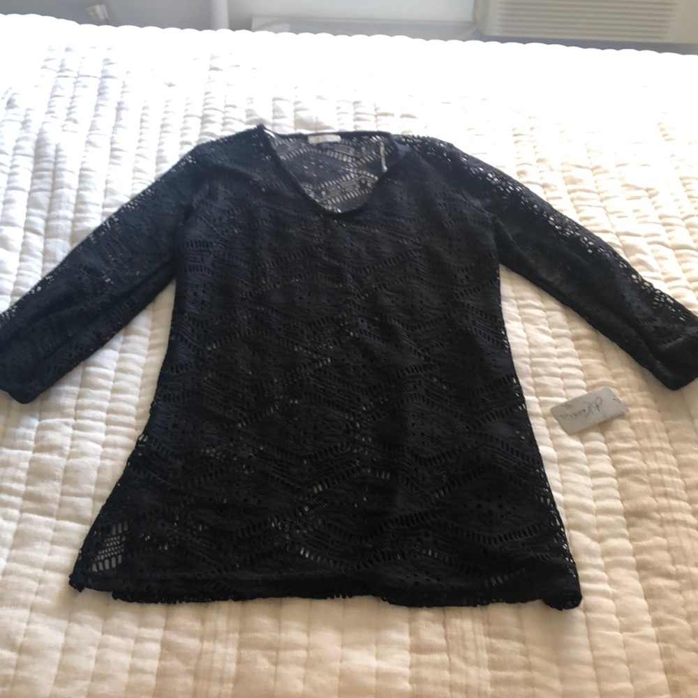 Black swimsuit beach coverup